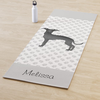 Black Italian Greyhound Cute Dog With Custom Name Yoga Mat