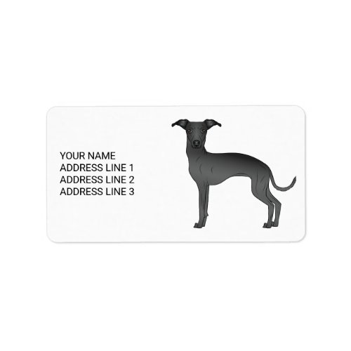 Black Italian Greyhound Cute Dog With Custom Text Label