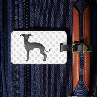 Black Italian Greyhound Cute Dog With Custom Text Luggage Tag