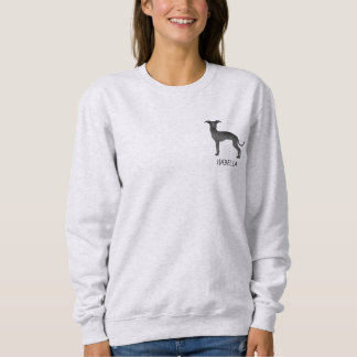 Black Italian Greyhound Cute Dog With Custom Text Sweatshirt