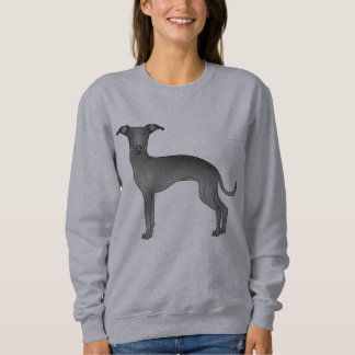 Black Italian Greyhound Dog Cartoon Illustration Sweatshirt