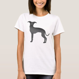 Black Italian Greyhound Dog Cartoon Illustration T-Shirt