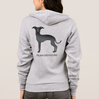 Black Italian Greyhound Dog With Custom Text Hoodie
