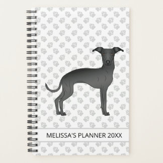 Black Italian Greyhound Dog With Custom Text Planner
