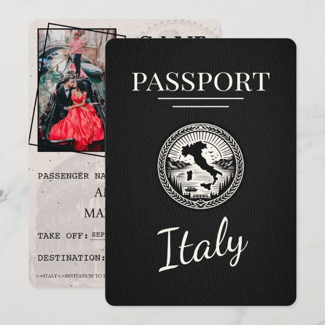 Black Italy Passport Save The Date (Front/Back)