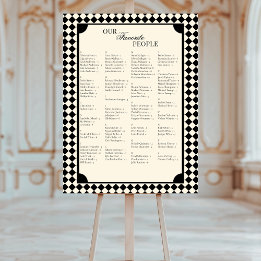 Black & Ivory Alphabetical Wedding Seating Chart Foam Board