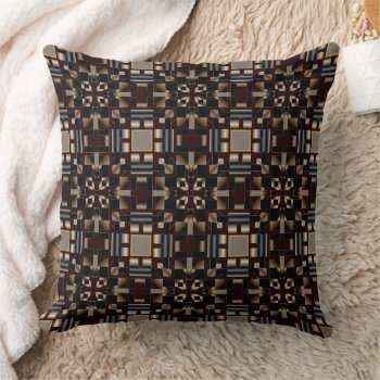 Black Ivory Brown Deco Mosaic Throw Pillow by Gingezel at Zazzle