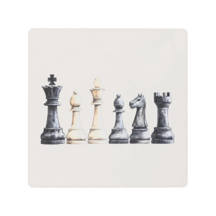 Black Ivory Chess Board Metal Print