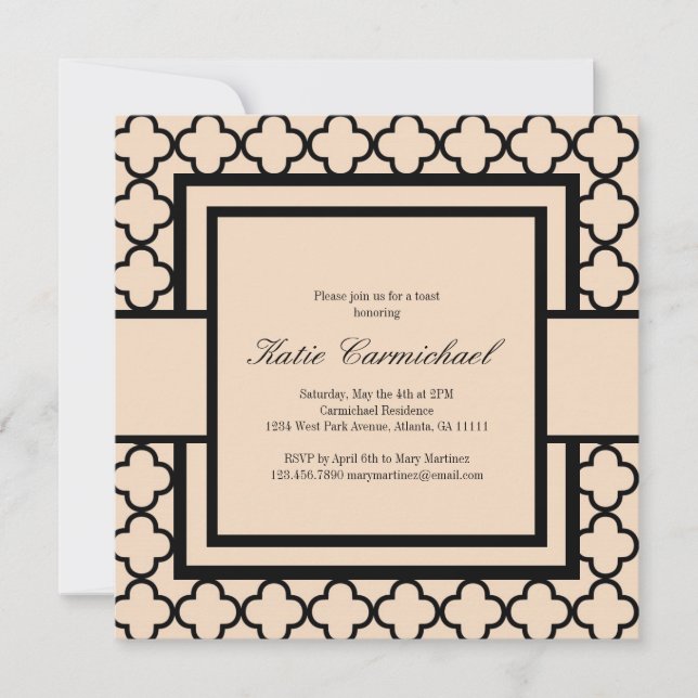 Black & Ivory Damask Invitation (Front)