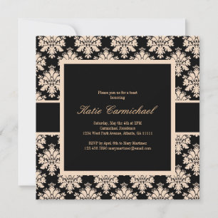 Black & Ivory Damask Invitation