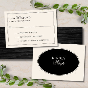 Black Ivory Elegant Old Money Mail In Wedding RSVP Card