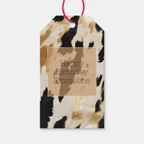 Black Ivory Gold Western Cowhide Gift Tags