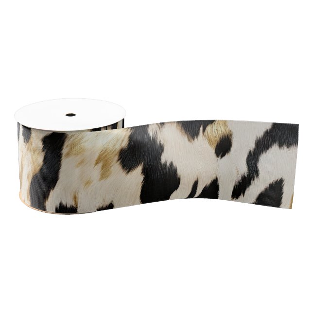 Black Ivory Gold Western Cowhide Grosgrain Ribbon (Spool)