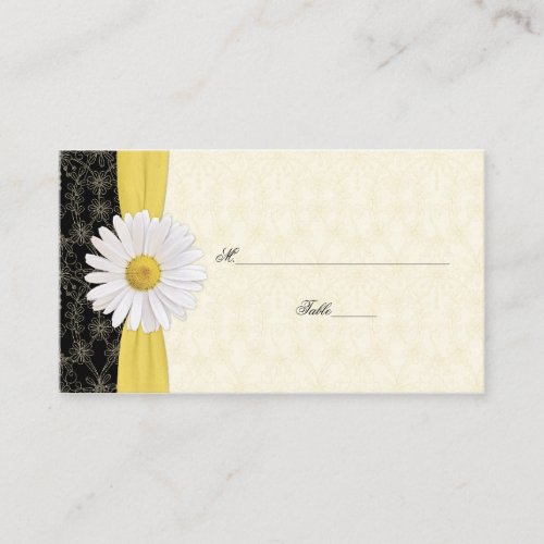 Black Ivory Gold White Daisy Wedding Place Cards Business Card Template