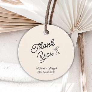 Black & Ivory Hand Drawn Bow Ribbon Sketch Wedding Favor Tags