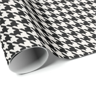 Black & Ivory Houndstooth Pattern Classic Wrapping Paper