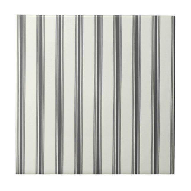 Black Ivory Vertical Stripe Pattern Ceramic Tile (Front)