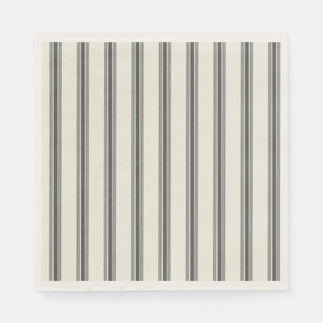 Black Ivory Vertical Stripe Pattern Napkins (Front)