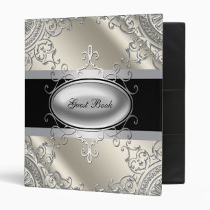 Black Ivory Wedding Guest Book Binder