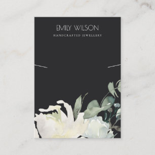 BLACK IVORY WHITE FLORAL BUNCH NECKLACE DISPLAY BUSINESS CARD
