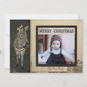 Black & Ivory Zebra Christmas Photo Card