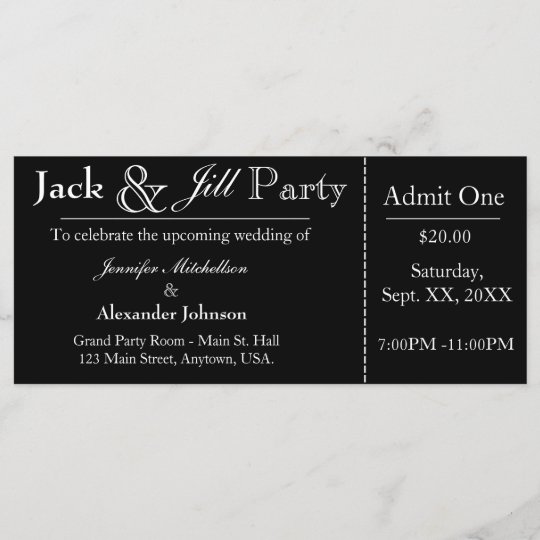 Black Jack and Jill Shower Ticket Invitation