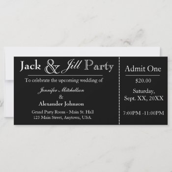 Black Jack And Jill Shower Ticket Invitation by kellbellsplace at Zazzle