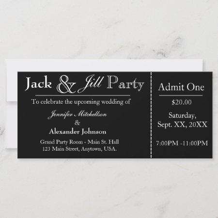 Black Jack And Jill Shower Ticket Invitation