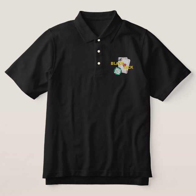 Black Jack Embroidered Polo Shirt (Design Front)