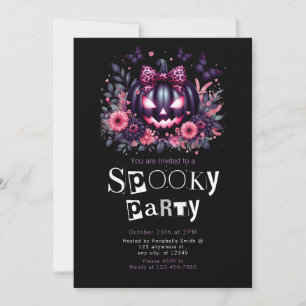 Black Jack-O' Lantern Modern Minimalist Halloween Invitation