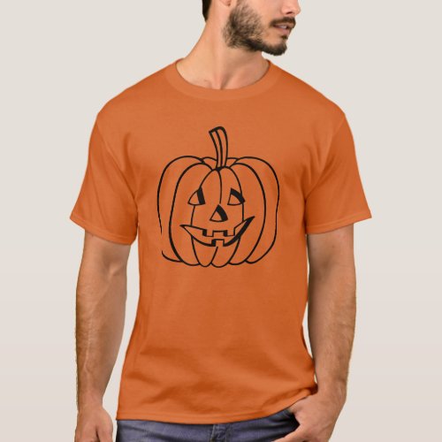 Black Jack_O_Lantern Pumpkin Outline on Orange T_Shirt