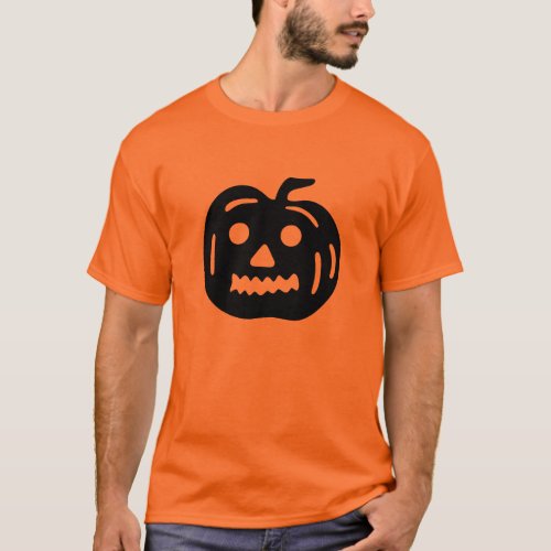 Black Jack_O_Lantern Pumpkin Shape T_Shirt