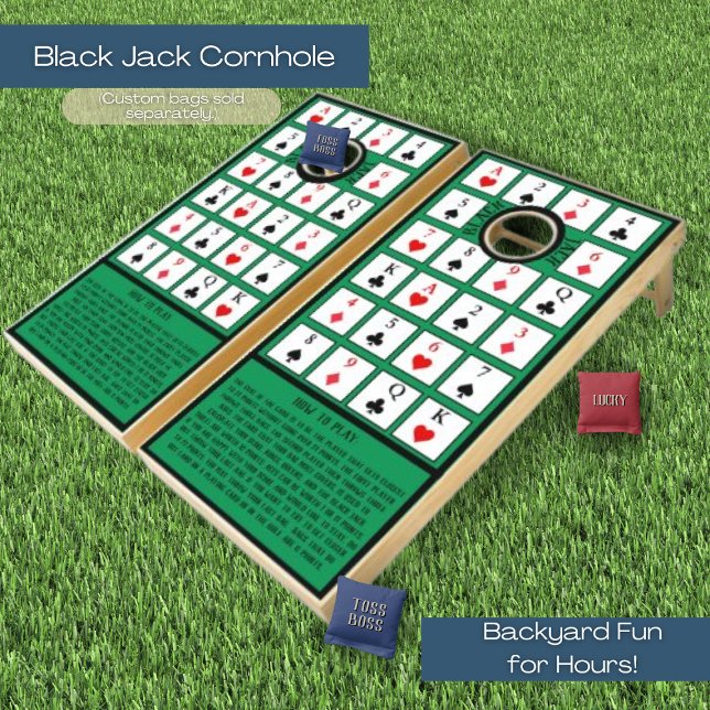 Black Jack Playing Card Cornhole Set (Black Jack cornhole is back yard fun for hours! Custom bags are sold separately.)
