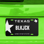 Black Jack Texas License Plate<br><div class="desc">Black Jack Gambling in Texas - The Lone Star State. Customize and personalize this fun black and white Lone Star State License Plate.</div>