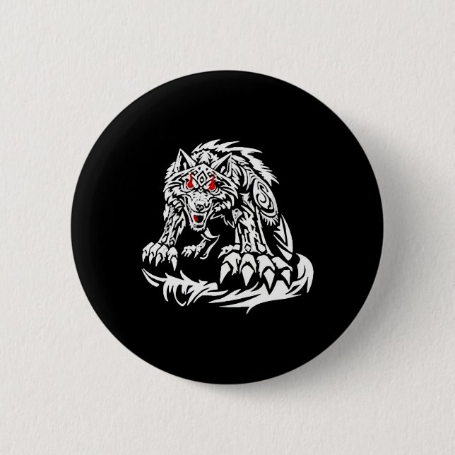 Black Jacob Fatu Wolf  Button (Front)