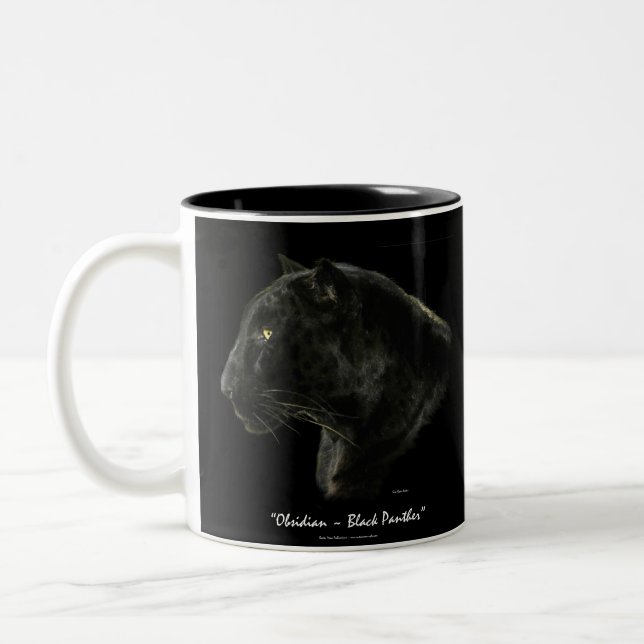 Black Jaguar Big Cat MAKE MINE BLACK! Drink Mugs (Left)