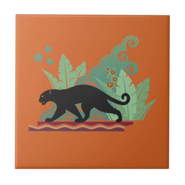Black Jaguar Ceramic Tile (Front)