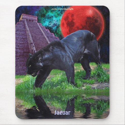 Black Jaguar  Chichen Itza Temple  Lunar Eclipse Mouse Pad