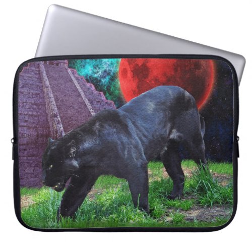 Black Jaguar  Eclipsed Moon Fantasy Laptop Sleeve