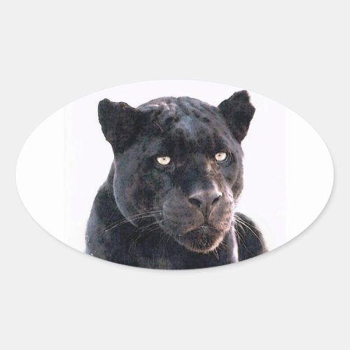 Black Jaguar Oval Stickers