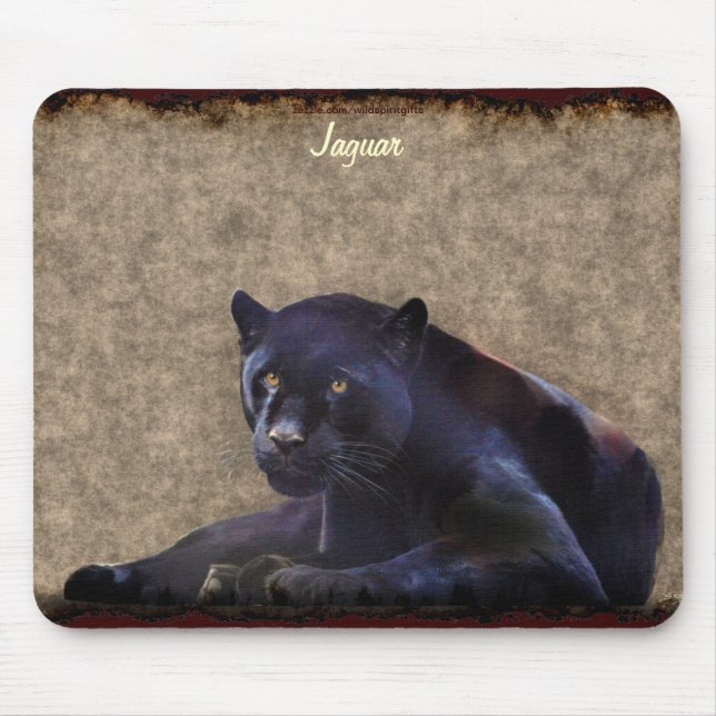 Black Jaguar Panther Big Cat Wildlife Mousepad (Front)