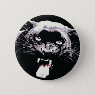 Black Jaguar Panther Button