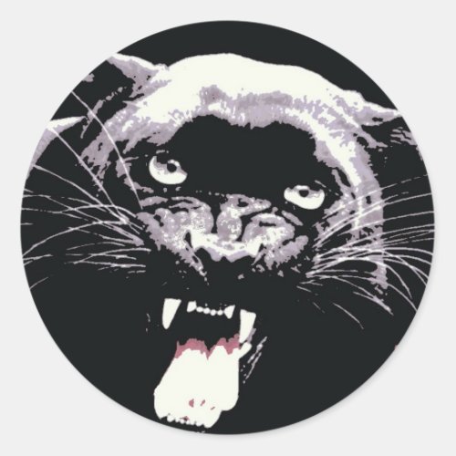 Black Jaguar Panther Classic Round Sticker