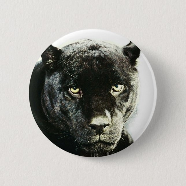 Black Jaguar Panther Pinback Button (Front)