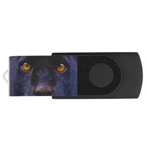 Black Jaguar Puma Eyes on a USB Flash Drive