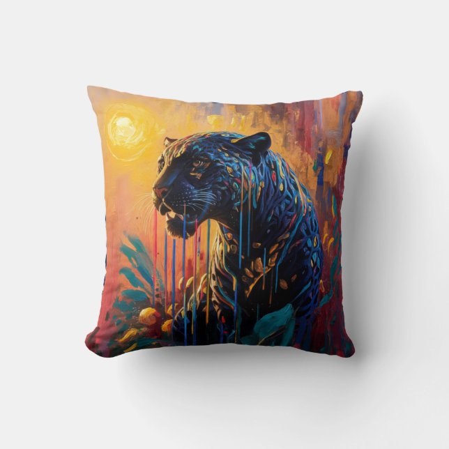 Black Jaguar Throw Pillow (Front)