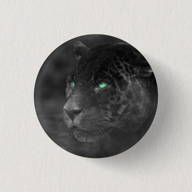 Black Jaguars Emerald Gaze Button (Front)