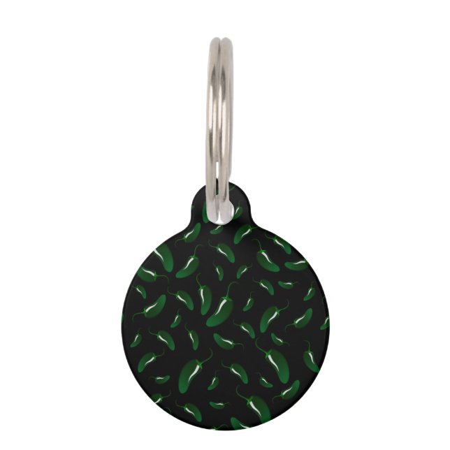 Black jalapeno peppers pattern pet tag (Front)