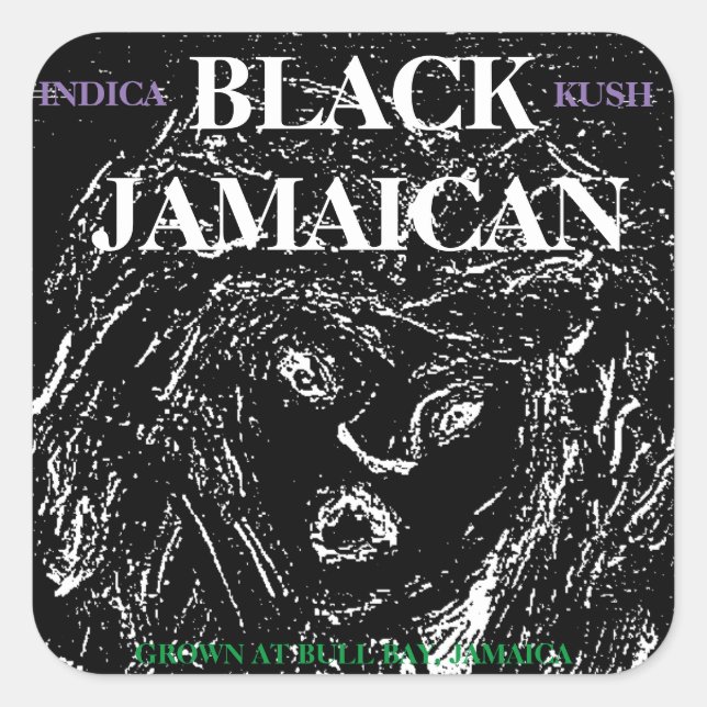 BLACK JAMAICAN KUSH SQUARE STICKER (Front)