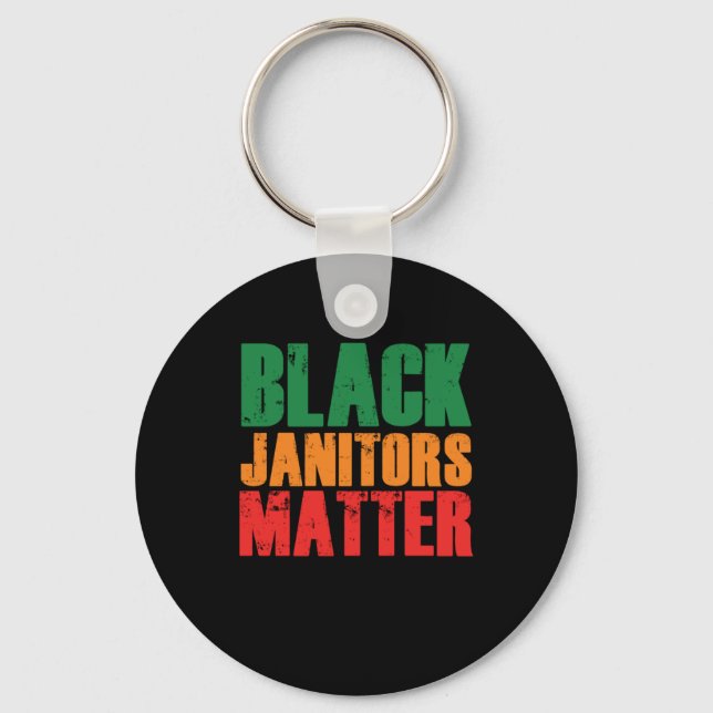Black Janitor Matter Cleaning Service Cleaners Jan Keychain (Front)